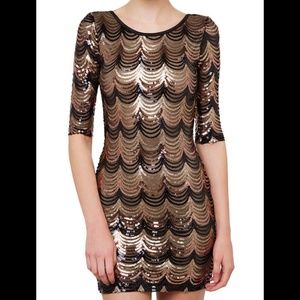 Gold Scalloped Sequin Dress